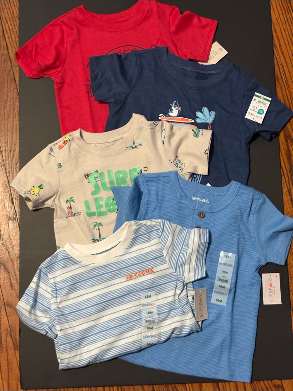 Garanimals Boys' Tee Set - Red, Navy, Beige, Light Blue, Blue-White Stripe